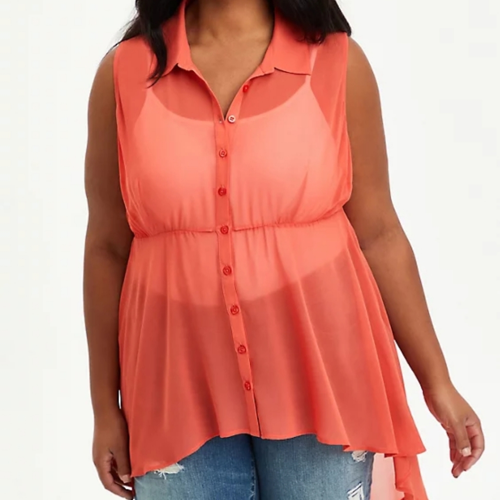Torrid Chiffon Babydoll High Low Tunic - Picture 2 of 10